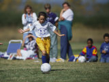 8 Year Old Girl in Action Durring Soccer Game, Lakewood, Colorado, USA Photographic Print