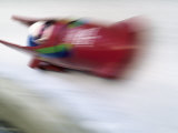 Blurred Action of Two Man Bobsled Photographic Print by Steven Sutton