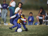 8 Year Old Girls in Action Durring Soccer Game, Lakewood, Colorado, USA Photographic Print
