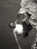 Man Rock Climbing, View from Above, New Paltz, New York, USA Lámina fotográfica
