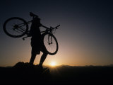 Silhouette of Cyclistist at Sunrise, Boulder, Colorado, USA Photographie
