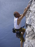 Mature Male Rock Climber, New Paltz, New York, USA Lámina fotográfica