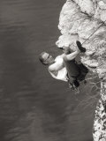 Man Rock Climbing, View from Above, New Paltz, New York, USA Lámina fotográfica