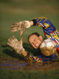 Soccer Goalie in Action Photographic Print