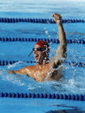 Swimmer Celebrating His Victory Photographic Print