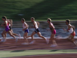 Male Runners Competing in a Track Race Photographic Print
