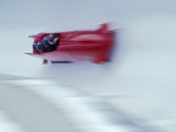 Blurred Action of 4 Man Bobsled Team, Albertville, France Photographic Print by Steven Sutton