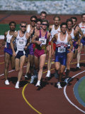 Male Runners Competing in a Track Race Photographic Print
