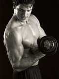Man Working Out with Hand Wieghts, New York, New York, USA Photographic Print by Chris Trotman