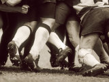 Detail of the Feet of a Group of Ruby Players in a Scrum, Paris, France Photographie
