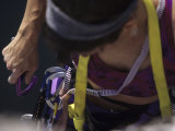 Detail of Female Rock Climber Clipping Carabiner, New Paltz, New York, USA Lámina fotográfica