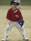 Young Boy at Short Stop During a Tee Ball Game Photographic Print
