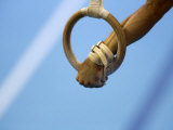 Detail of Male Gymnast Competing on the Rings, Athens, Greece Photographic Print by Steven Sutton