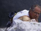 Man Rock Climbing, View from Above, New Paltz, New York, USA Lámina fotográfica