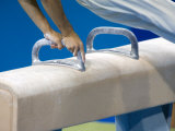 Detail of Male Gymnast Competing on the Pommel Horse, Athens, Greece Photographic Print by Steven Sutton