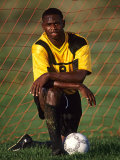 Portrait Male Soccer Player with Ball Photographic Print