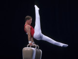 Male Gymnast Performing on the Pomell Horse Photographic Print