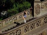 Hispanic Woman Running for Exercise, New York, New York, USA Photographic Print by Paul Sutton
