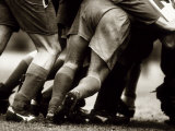 Detail of Feet of a Group of Rugby Players in a Scrum, Paris, France Photographic Print