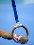 Detail of Male Gymnast Competing on the Rings, Athens, Greece Photographic Print by Steven Sutton