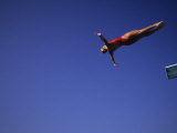 Woman Diver Flying Through the Air Photographic Print