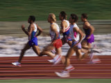 Male Runners Competing in a Track Race Lámina fotográfica