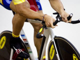 Detail of Cyclist Racing on the Velodrome Track, Athens, Greece Photographic Print by Paul Sutton