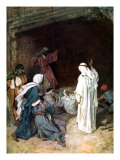 Jesus raises Lazarus from the dead before Martha and Mary Giclée-Druck von William Brassey Hole