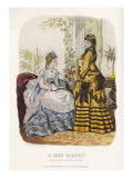 La Mode Illustrée - Two young women in 19th century fashion Giclee Print