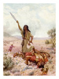 David about to cut off Goliath's head after slaying him, I Samuel 17: 50-51 reproduction procédé giclée par Thomas Crane