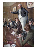 Charles Dickens's 'The Pickwick Papers' : portrait of Mr. Pickwick addressing the club Lámina giclée por Harold Copping Charles Dickens's 'The Pickwick Papers' : portrait of Mr. Pickwick addressing the club Lámina giclée por Harold Copping