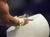 Detail of the Hands of Male Gymnast Preparing for Competition Photographic Print by Paul Sutton