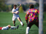 Soccer Playersshooting on Goal Photographic Print