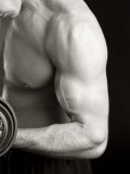 Man Working Out with Hand Wieghts, New York, New York, USA Fotografisk tryk af Chris Trotman
