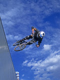 Bmx Cyclist Flys over the Vert Photographic Print