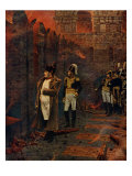 Napoleon Bonaparte at the Moscow Kremlin, Russia, watching the great Fire of Moscow, September 1812 Giclée-Druck von Vasily Vereshchagin