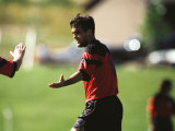 Soccer Player Celebrating after Scoring a Goal Photographic Print