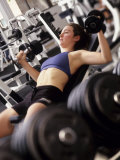 Young Woman Working Out with Hand Wieghts, Rutland, Vermont, USA Photographic Print by Chris Trotman