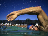 Swimmer Training Doing Laps in the Pool Lámina fotográfica