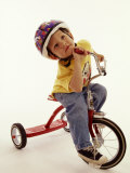 4 Year Old Boy Posing on His Tricycle, New York, New York, USA Lámina fotográfica por Paul Sutton