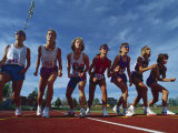 Female Runners at the Start of a Track Race Lámina fotográfica