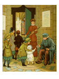 Beggar at church doors in Rouen, Church of St-Ouen, France Giclee Print by Thomas Crane