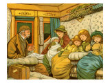 Train travel in 1880s from Paris to Calais by night Giclee Print by Thomas Crane