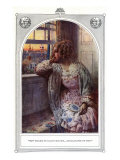 Lovelorn young woman looking through the window thinking of her beau Giclee Print by John Rae