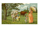 Milking cow for chocolate and milk in late 19th century France Giclee-trykk av Frederick Barnard