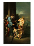 Abraham sending away Hagar and Ishmael as requested by his wife Sarah Reproduction procédé giclée par Adriaan van der Werff