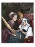 Sleeping Beauty: the princess and the Fairy Spite in the turret Giclee Print by Gustave Doré