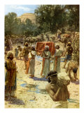 The Israelite Priests holding the Ark in the passage of the Jordan River Giclee Print by William Brassey Hole