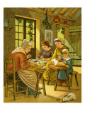 Lace makers of Caen, Normandy, France, using bobbins to make intricate patterns Giclee Print by Thomas Crane