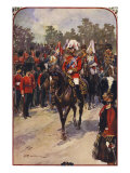 King George V on horseback in uniform of Field-Marshal,1910 Lámina giclée por Charles Louis Lucien Muller
